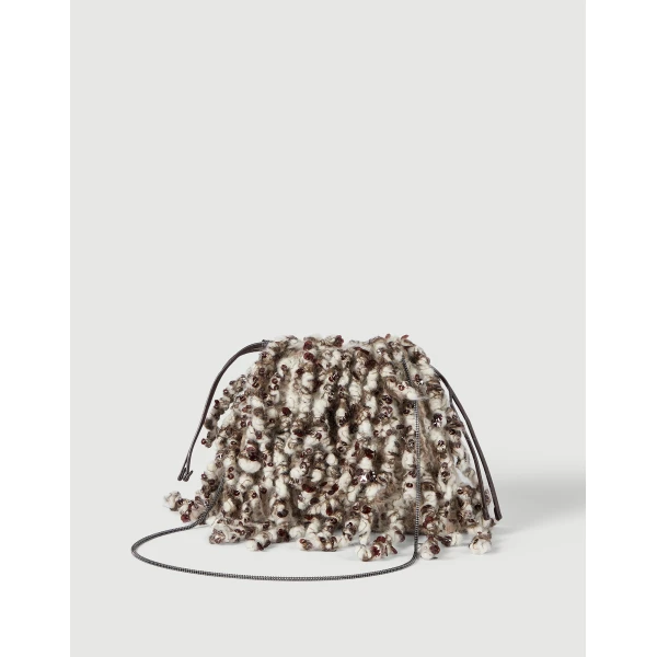 Dazzling Twist Embroidery pouch bag in Brown - Image 2