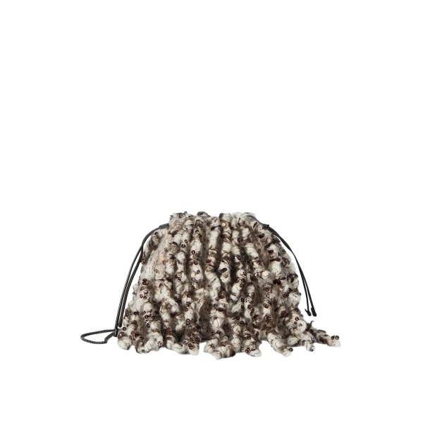 Dazzling Twist Embroidery pouch bag in Brown
