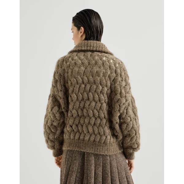 Dazzling Zigzag Cables cardigan in Bark - Image 3