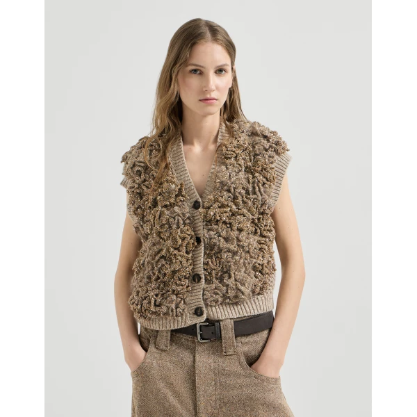 Dazzling blossom OPERA vest in Light Brown - Image 2