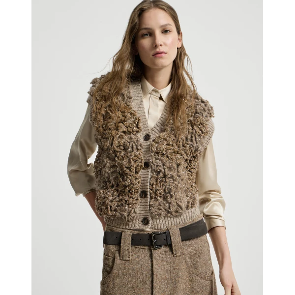 Dazzling blossom OPERA vest in Light Brown - Image 5