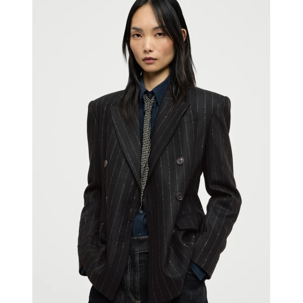Brunello Cucinelli Dazzling chalk stripe blazer in Cobalt