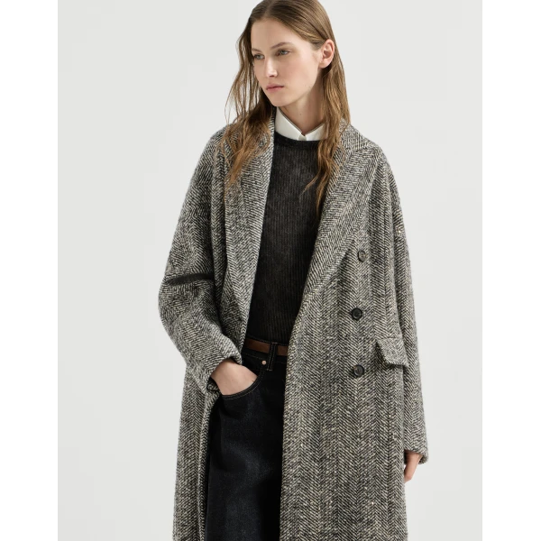 Brunello Cucinelli Dazzling chevron coat in Brown
