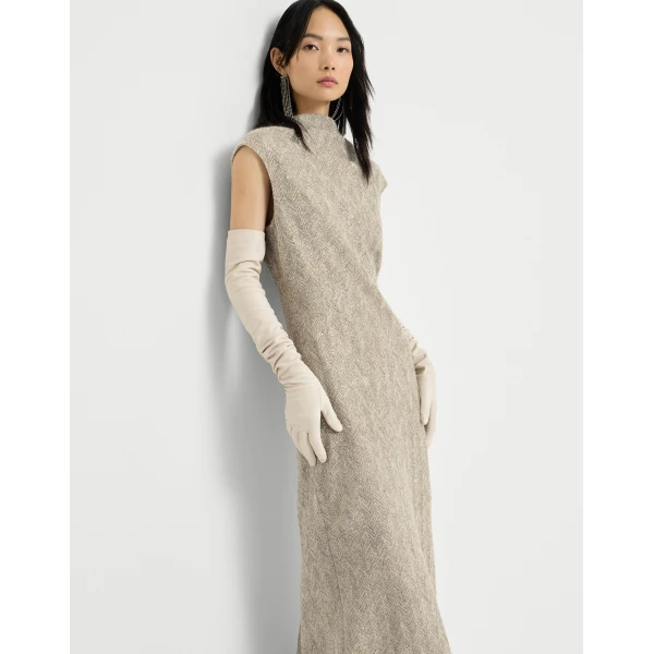 Brunello Cucinelli Dazzling chevron embroidery dress in Rope, view 5 | Dresses | Coveti