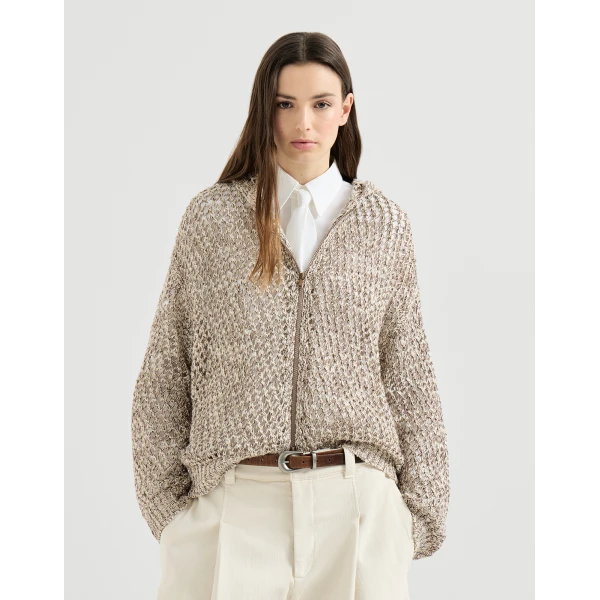 Brunello Cucinelli Dazzling chiné net cardigan in Rope