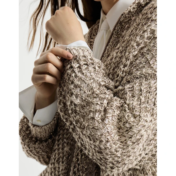 Brunello Cucinelli Dazzling chiné net cardigan in Rope