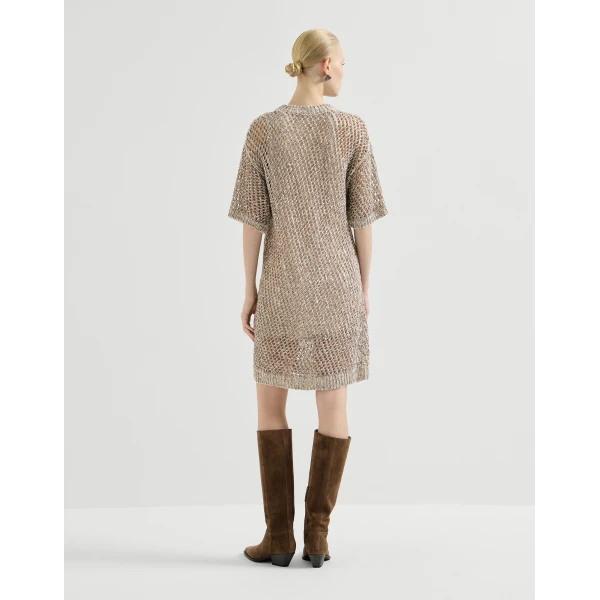 Brunello Cucinelli Dazzling chiné net dress in Rope