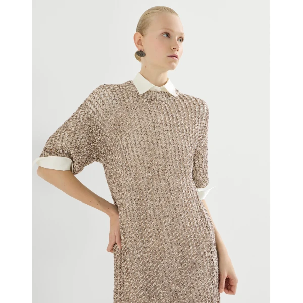 Brunello Cucinelli Dazzling chiné net dress in Rope