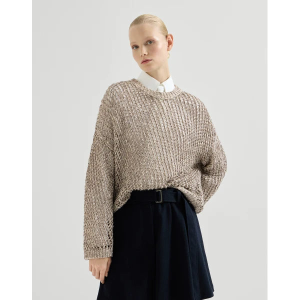 Brunello Cucinelli Dazzling chiné net sweater in Rope