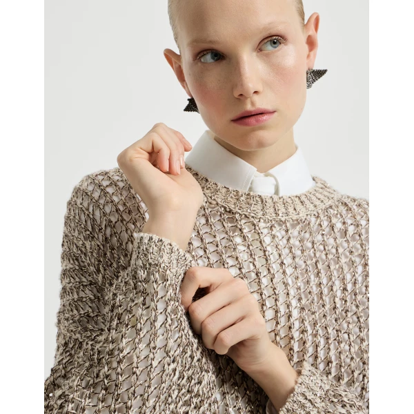 Brunello Cucinelli Dazzling chiné net sweater in Rope