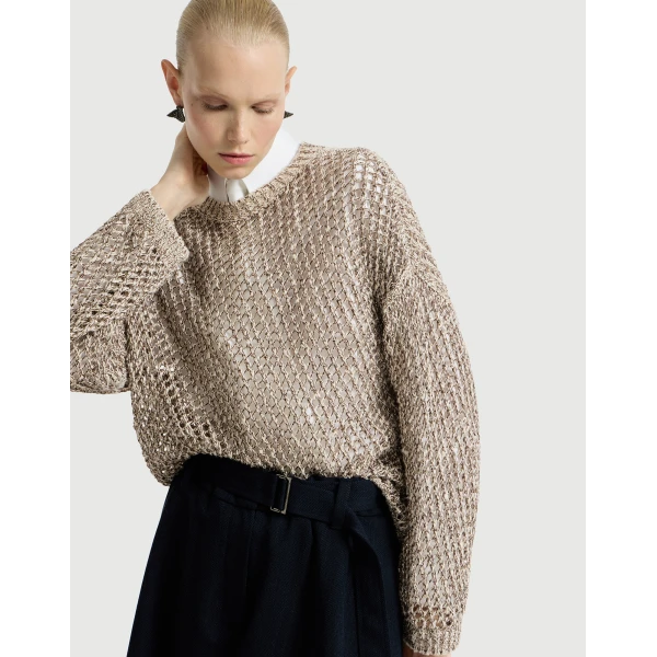 Brunello Cucinelli Dazzling chiné net sweater in Rope