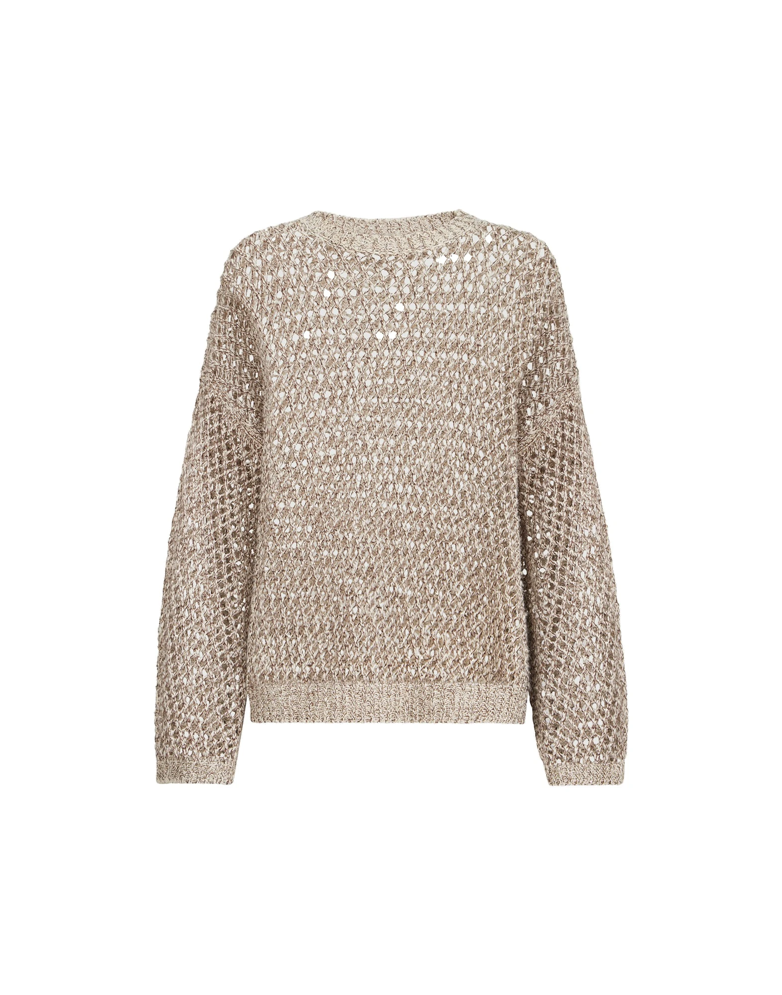 Brunello Cucinelli Dazzling chiné net sweater in Rope | Buy Knitwear at Coveti Brunello Cucinelli Dazzling chiné net sweater in Rope