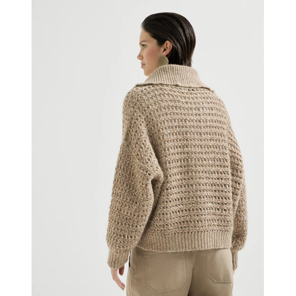Dazzling net cardigan in Light Brown - Image 3