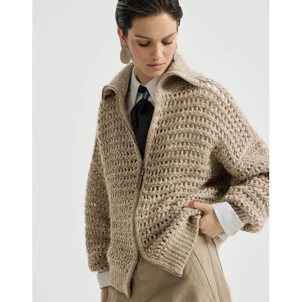 Dazzling net cardigan in Light Brown - Image 5