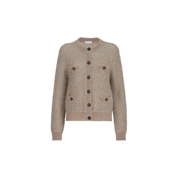 Dazzling net cardigan in Light Brown