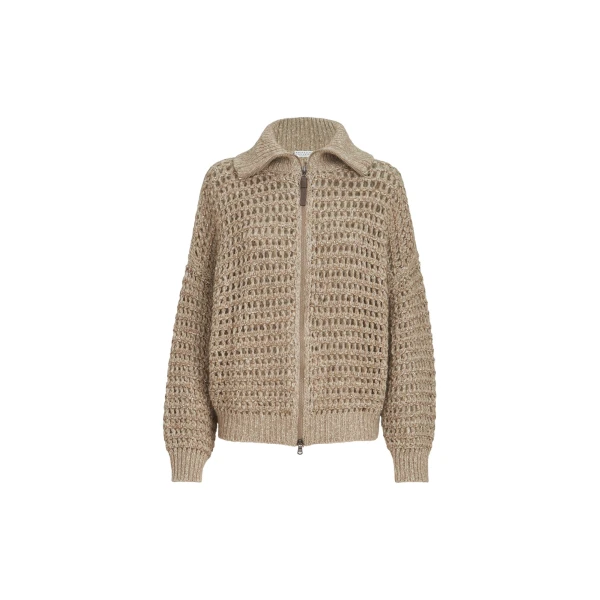 Dazzling net cardigan in Light Brown