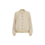 Brunello Cucinelli Dazzling net knit bomber jacket in Cream | Jackets | Coveti