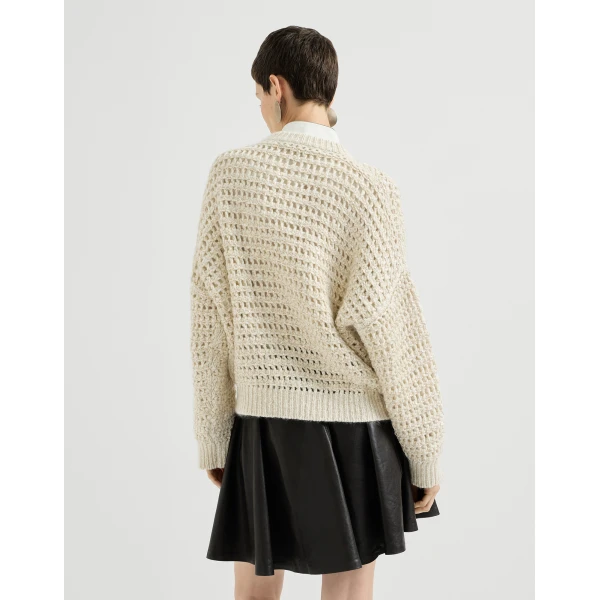 Dazzling net sweater in Cream - Image 3