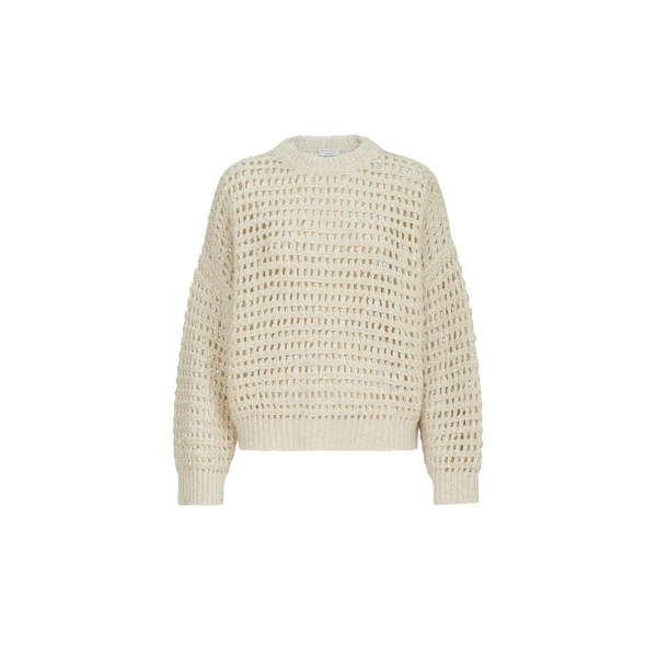 Brunello Cucinelli Dazzling net sweater in Cream