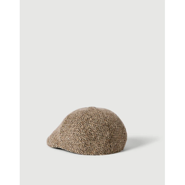 Brunello Cucinelli Dazzling & sparkling chevron flat hat in Light Brown, view 2 | Hats | Coveti
