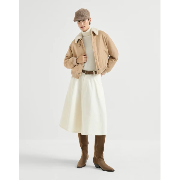 Brunello Cucinelli Dazzling & sparkling chevron flat hat in Light Brown, view 4 | Hats | Coveti