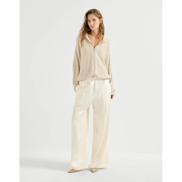 Brunello Cucinelli Dazzling texture cardigan in Vanilla, view 6 | Cardigan | Coveti