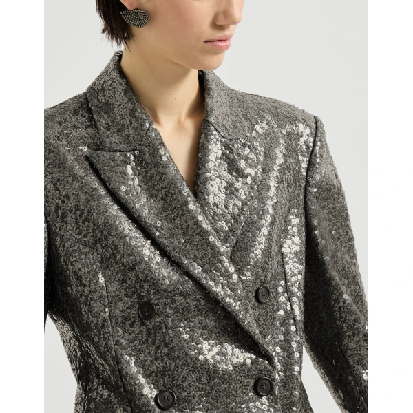Brunello Cucinelli Dazzling texture embroidery blazer in Dark Grey