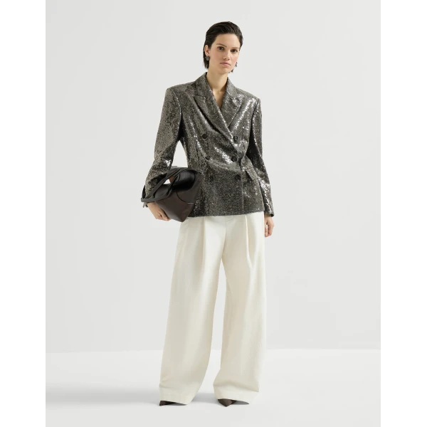 Brunello Cucinelli Dazzling texture embroidery blazer in Dark Grey