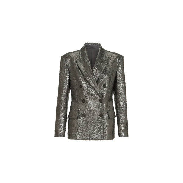 Brunello Cucinelli Dazzling texture embroidery blazer in Dark Grey