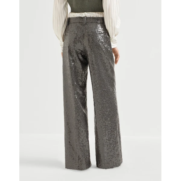 Brunello Cucinelli Dazzling texture embroidery trousers in Dark Grey
