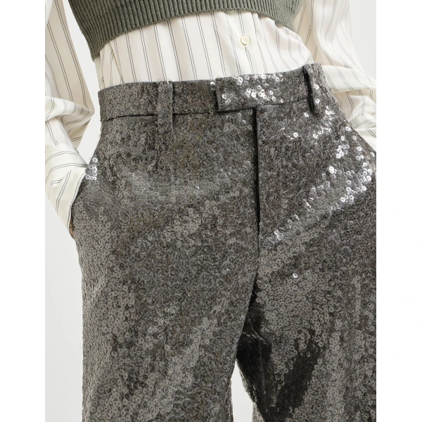 Brunello Cucinelli Dazzling texture embroidery trousers in Dark Grey