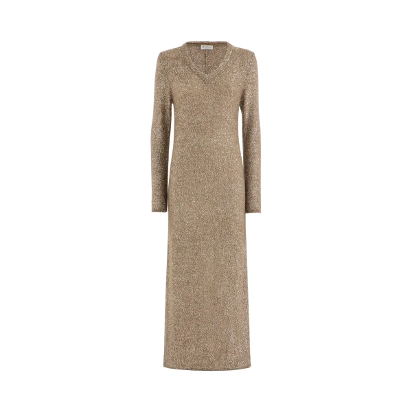 Dazzling texture knit dress in Light Brown