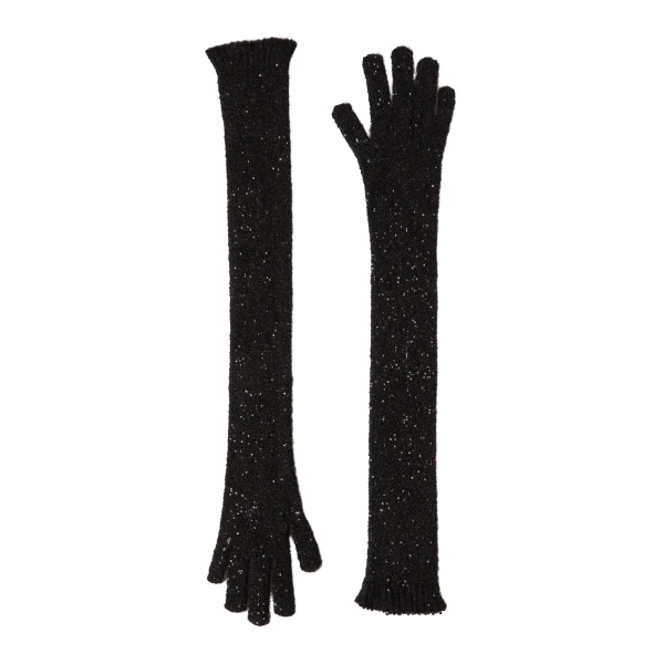 Dazzling texture knit gloves in Black