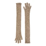 Brunello Cucinelli Dazzling texture knit gloves in Light Brown | Gloves | Coveti