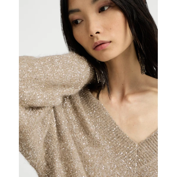 Dazzling texture sweater in Light Brown - Image 4