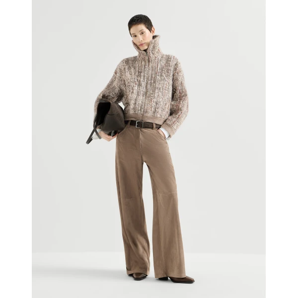 Dazzling tree bark embroidery cardigan in Beige - Image 6