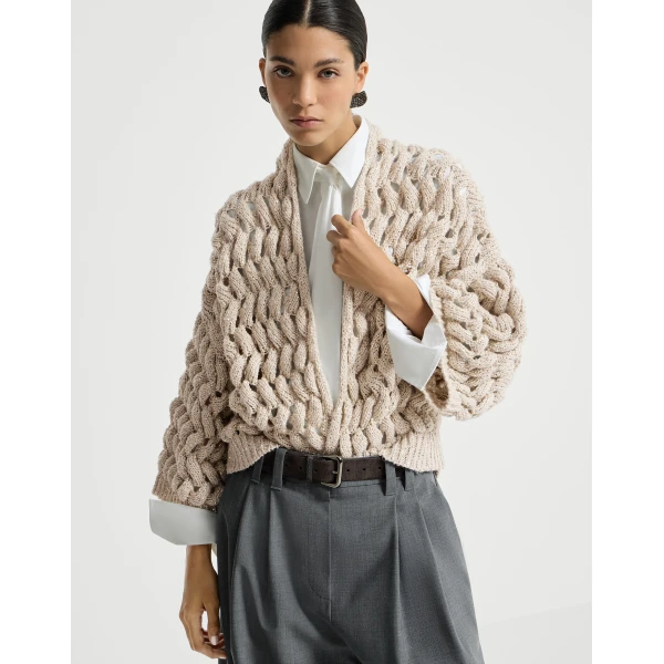 Brunello Cucinelli Dazzling waves cardigan in Sand