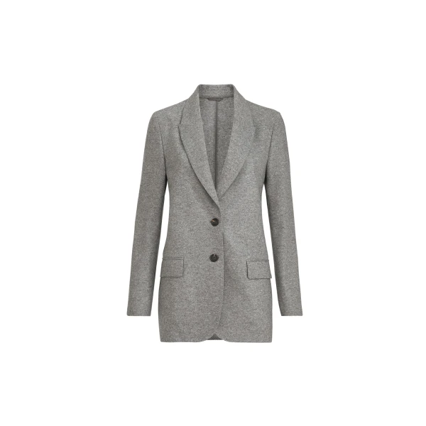 Brunello Cucinelli Deconstructed jersey jacket with monili in Grey