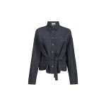 Brunello Cucinelli Denim-effect twill cropped shirt in Dark Denim