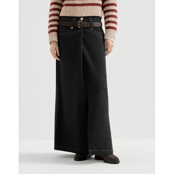 Denim five-pocket skirt in Black - Image 2