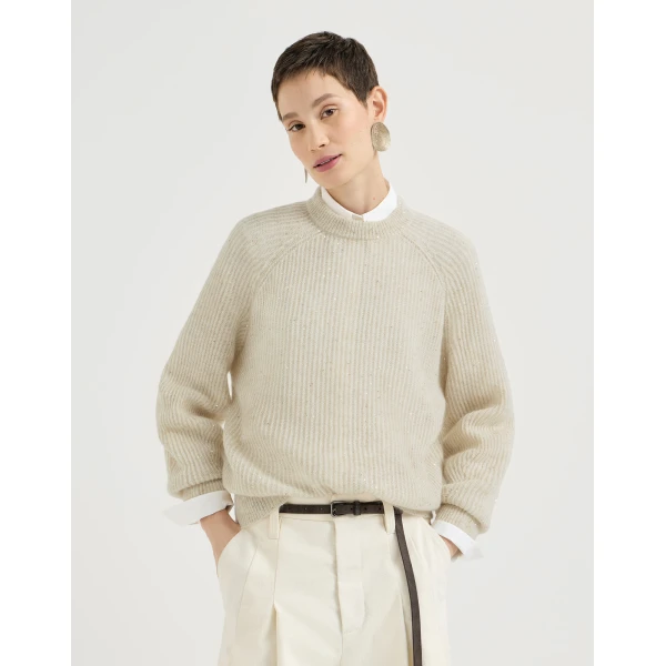Diamond yarn English rib sweater in Ivory - Image 2
