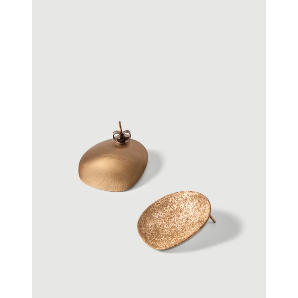Brunello Cucinelli Disc Shimmer Earrings in Gold, view 3 | Earrings | Coveti