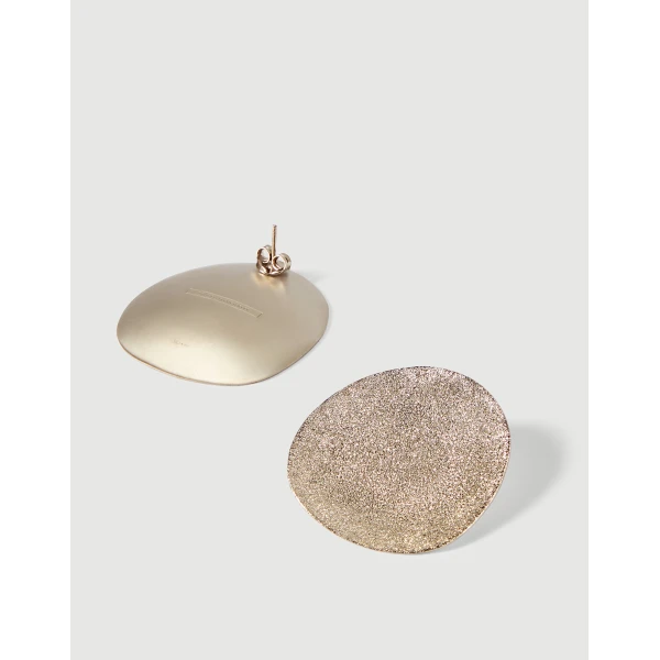 Brunello Cucinelli Disc Shimmer Earrings in Silver, view 2 | Earrings | Coveti