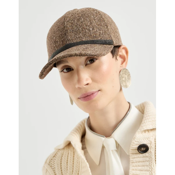 Brunello Cucinelli Donegal baseball cap in Light Brown, view 3 | Hats | Coveti
