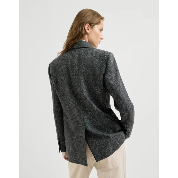 Brunello Cucinelli Donegal blazer with monili in Anthracite, view 3 | Jackets | Coveti