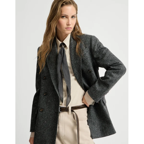 Brunello Cucinelli Donegal blazer with monili in Anthracite, view 5 | Jackets | Coveti