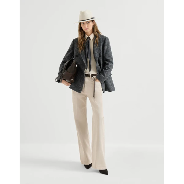 Brunello Cucinelli Donegal blazer with monili in Anthracite, view 6 | Jackets | Coveti