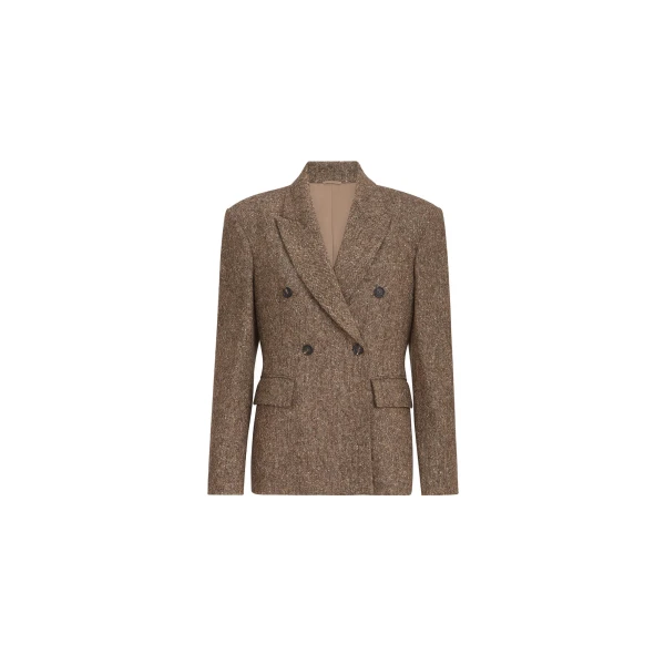 Brunello Cucinelli Donegal blazer with monili in Light Brown