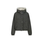 Brunello Cucinelli Donegal down jacket with hood in Anthracite