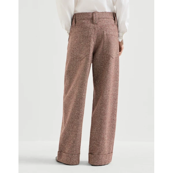 Brunello Cucinelli Donegal five-pocket baggy trousers in Burgundy